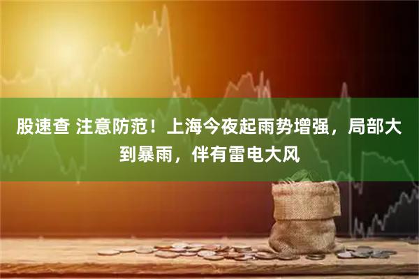 股速查 注意防范！上海今夜起雨势增强，局部大到暴雨，伴有雷电大风